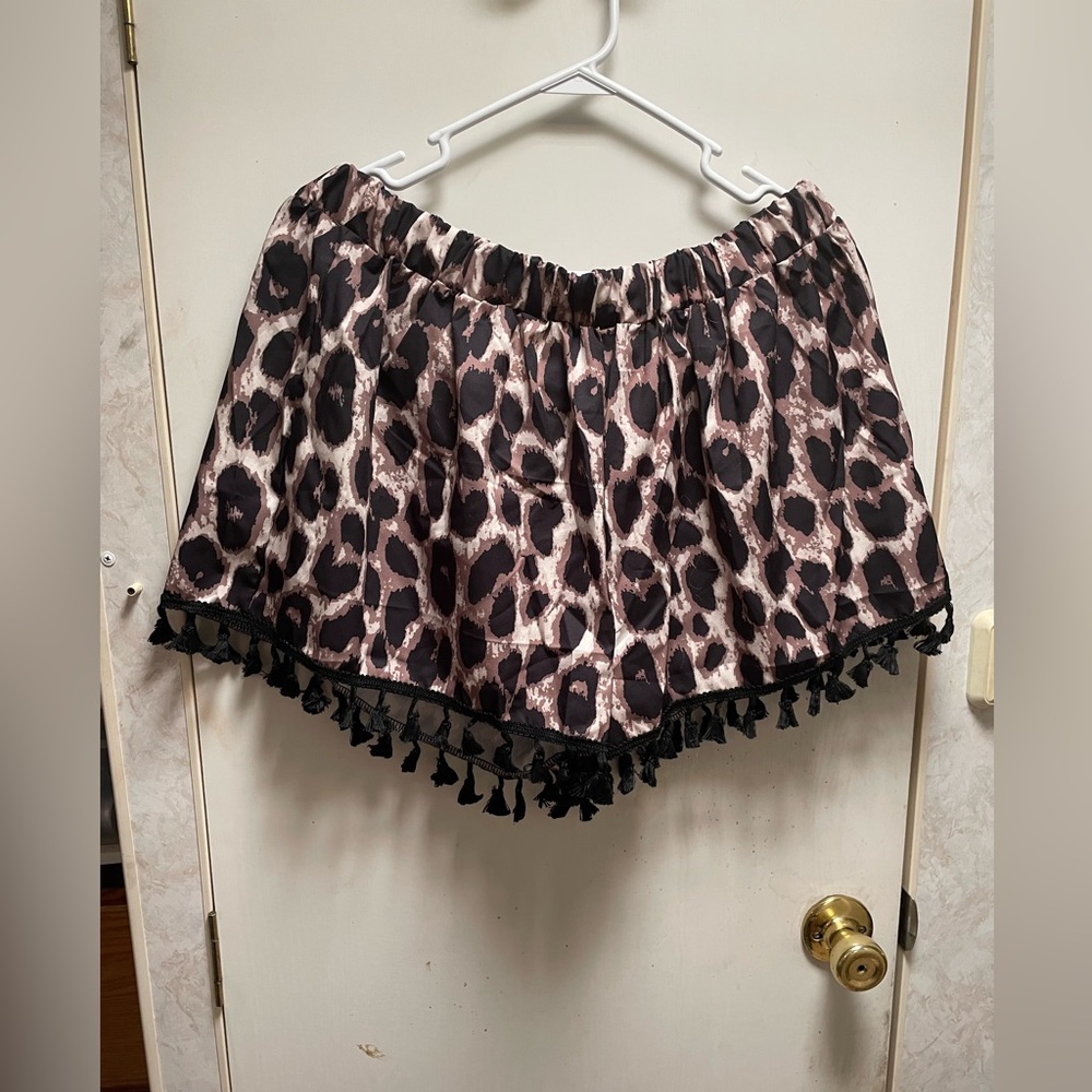Leopard Print Tassel Shorts